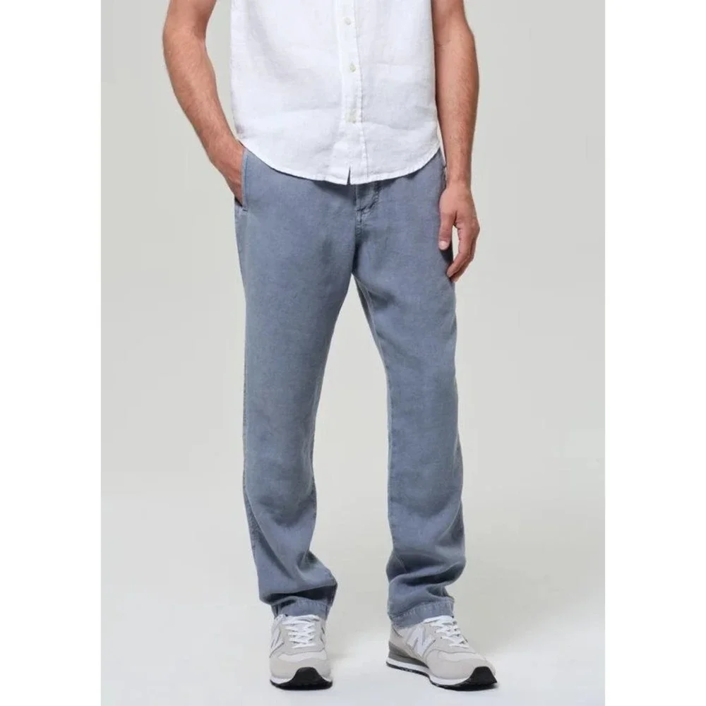 Citizens of Humanity Drawstring Deck Linen Pant Mens Small Stone Blue Minimalist